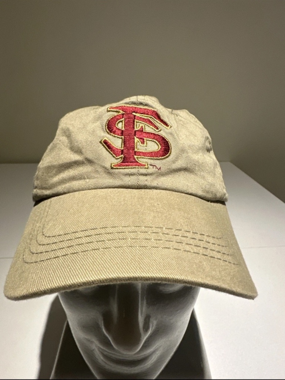 Signature Tan Baseball Cap with Red Embroidered Logo